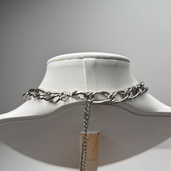 Silver Tone Multiple Hearts Charm Adjustable Necklace - Picture 4 of 5